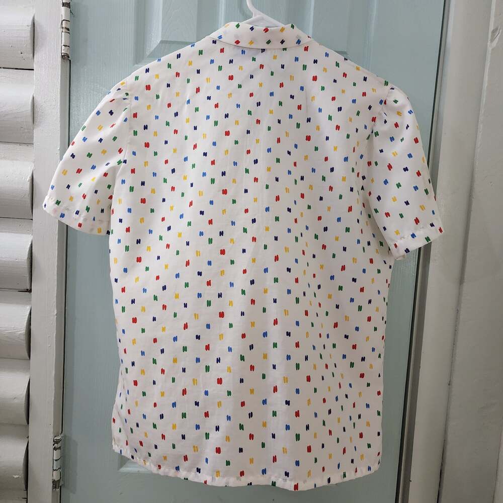 Blouse multicolored rainbow short sleeve shirt medium large - Picture 8 of 8
